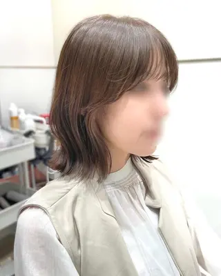 ミディアム カラー パーマ ヘアアレンジ 小野寺瑞希 /最小顔カットのヘアスタイル