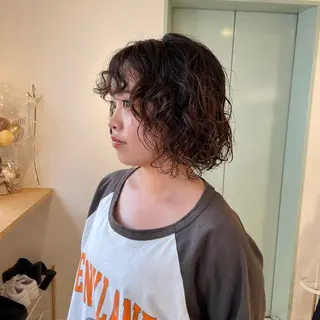 ミディアム パーマ 田口 花葉のヘアスタイル