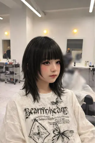 ミディアム カラー y2k✩︎⡱レイヤー ウルフ/オリーブ🍀のヘアスタイル