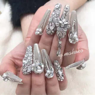 ロング ネイル She nail studio 原宿所属・パラジェル有/ スカルプ/mahoのネイルデザイン