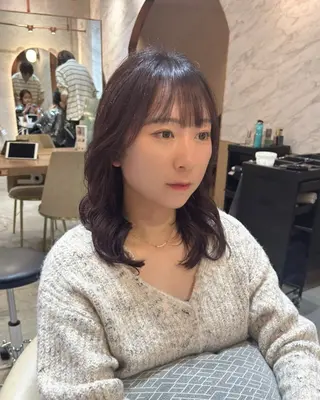 ミディアム パーマ ハッシュカット/韓国 レイヤー/カハナのヘアスタイル