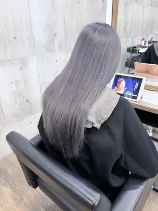 セミロング サニーサイド大名 ダブルカラー髪質改善のヘアスタイル