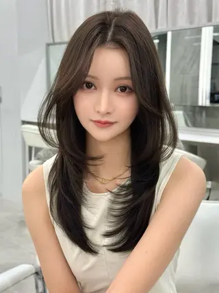 セミロング カラー MAEUL luna所属・前髪顔周り/レイヤー 韓国/桔川恒のヘアスタイル