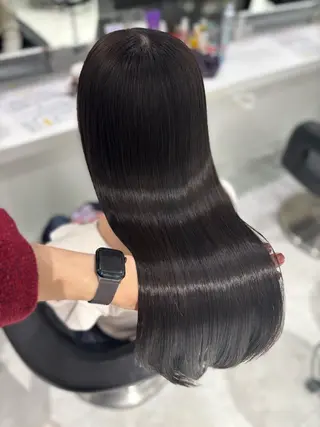 ロング カラー ブリーチなし透明感 ×縮毛矯正🤍ユウのヘアスタイル