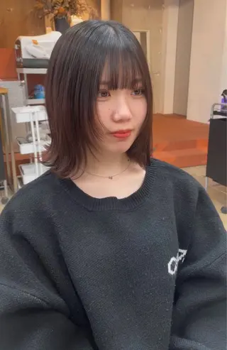 ミディアム レイヤーカット/ 縮毛矯正/ミサキ💐のヘアスタイル