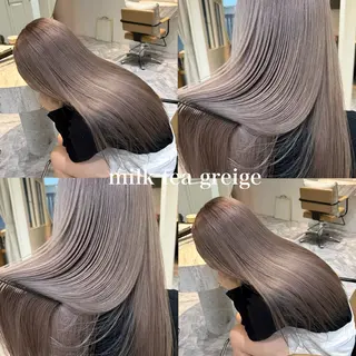 ロング カラー ミルクティー× グレージュMOMOのヘアスタイル