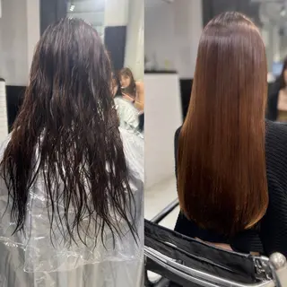 ロング カラー パーマ ヘアアレンジ 透明感/オリーブ/ グレージュ/YUKAのヘアスタイル