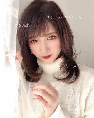 セミロング カラー 店長/mao/ 前髪/顔周りカットのヘアスタイル
