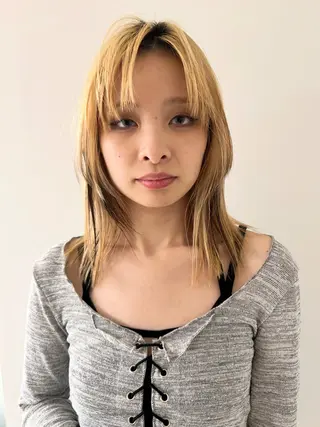 ミディアム カラー ケアパーマ/ケアブリ ーチdaisukeのヘアスタイル