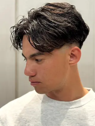 ミディアム パーマ メンズ 阿部 結奈のヘアスタイル