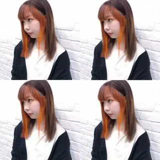 ミディアム カラー JuNブリーチに 縮毛矯正するプロのヘアスタイル