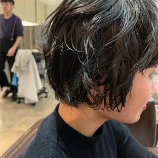 ショート パーマ パーマ/透明感カラー /ボブ/吉田一生のヘアスタイル