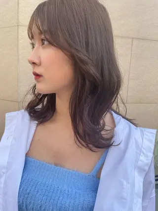 セミロング カラー 韓国ヘア🦋 MIYUのヘアスタイル