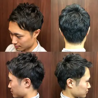 ショート パーマ メンズカットフェード パーマ/前山竜貴のヘアスタイル