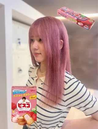 セミロング カラー 岡山ハイトーン・ ルーツカラー/こもものヘアスタイル