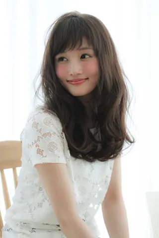 セミロング ロング カラー パーマ VIVIE【ヴィヴィ】所属・髪質改善/韓国風 レイヤー/田村祐樹のヘアスタイル