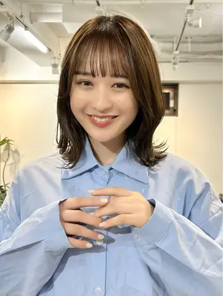 ミディアム カラー 池袋レイヤーカット/ 顔まわりtaigaのヘアスタイル