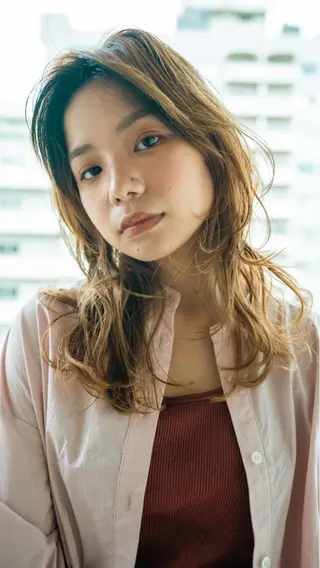 ミディアム カラー パーマ ボブ/レイヤー/透明 感カラー/dai🌿のヘアスタイル