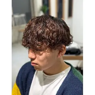 ミディアム パーマ メンズ特化美容師 中戸 滉のヘアスタイル