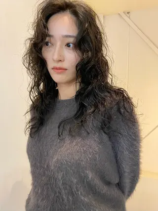 ロング パーマ 森貴裕/ベージュ/ パーマ/オリーブのヘアスタイル