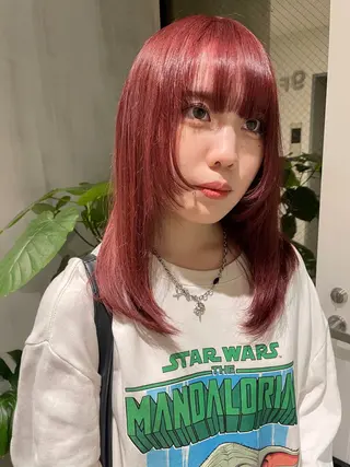 セミロング カラー 🪸ハイトーンカラー エクステmisakiのヘアスタイル