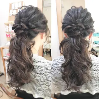 セミロング ヘアアレンジ ヘアセット/卒業式 袴着付け✨清水玲歌のヘアスタイル