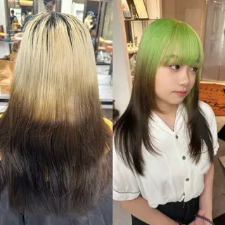 セミロング カラー ウルフとハイトーン みっちー✂️のヘアスタイル