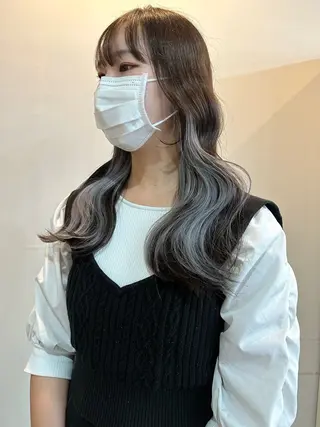 ロング カラー ヘアアレンジ 切りっぱなしボブ/ デザインカラー店長のヘアスタイル