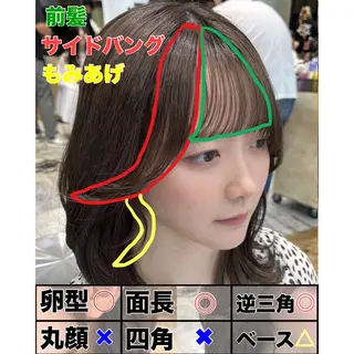 セミロング 顔まわりカット 前髪カット安井楽人のヘアスタイル