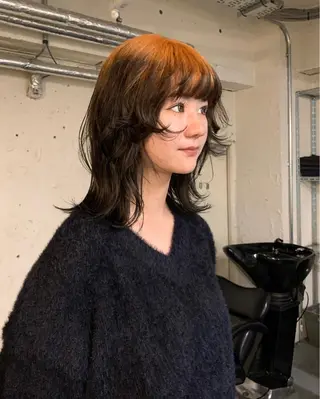 ミディアム カラー ハッシュカット/ MAYAのヘアスタイル