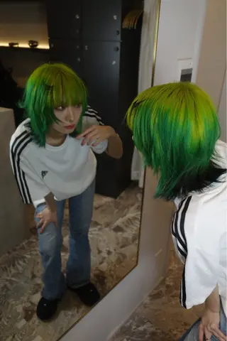 ミディアム カラー ハイトーン/ ウルフ/suzuhaのヘアスタイル