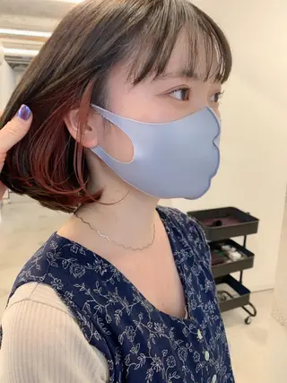 ミディアム カラー 透明感/オリーブ/ グレージュ/YUKAのヘアスタイル