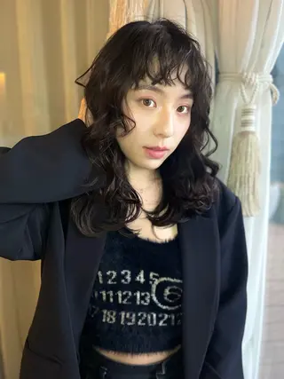 セミロング カラー パーマ 艶髪/アレンジ/ 野口緑のヘアスタイル