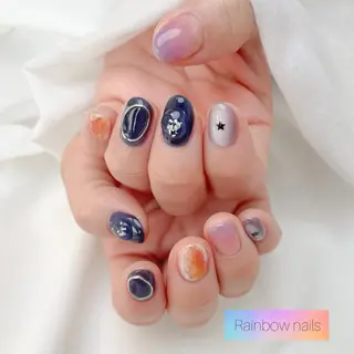 ネイル Rainbow nailsくろちゃんのネイルデザイン