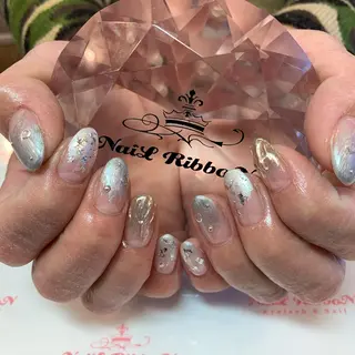 ネイル ネイルリボン 受付スタッフのネイルデザイン