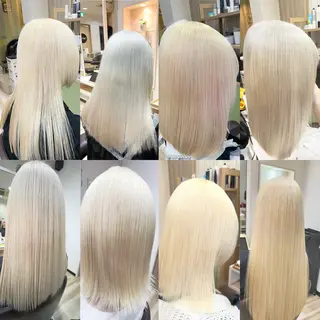 セミロング カラー 🌈派手髪ハイトーン 🌈鈴木亮太🌈のヘアスタイル