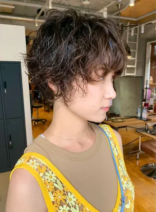 ショート パーマ ボブパーマ 艶カラー/横山大樹のヘアスタイル