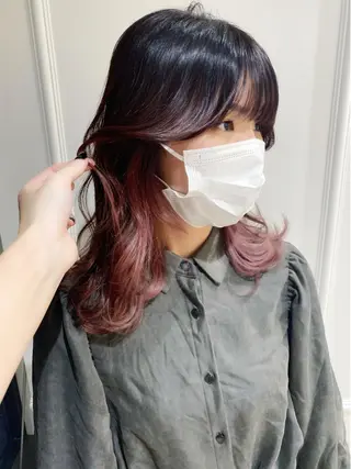 ミディアム カラー 韓国レイヤーカット/ ダブルカラーのヘアスタイル