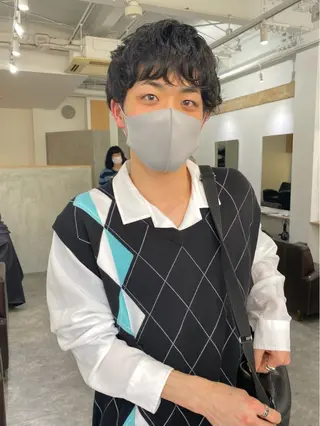 ショート パーマ メンズ 森貴裕/ベージュ/ パーマ/オリーブのヘアスタイル