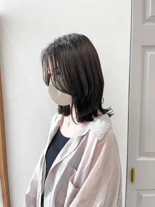 ミディアム カラー ヘアアレンジ 🥀暖色韓国ヘア💕 保科侑花のヘアスタイル