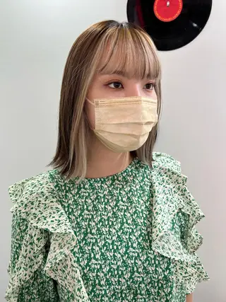 ミディアム カラー ヘアアレンジ 🧨ブリーチー×ボブ レイヤー💎じゅえるのヘアスタイル