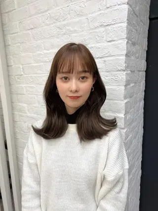 セミロング 韓国ヘア♡ 顔まわりカットayaのヘアスタイル