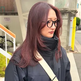 セミロング casane所属・暖色・前髪カット 🎗️佐藤ゆみこのヘアスタイル