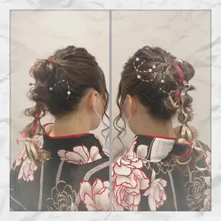 セミロング ヘアアレンジ ヘアセット/着付け 𓇼 松本 夏美𓇼のヘアスタイル