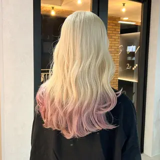 ロング 🎀ダブルカラー/ ピンク×ガーリー🎀のヘアスタイル