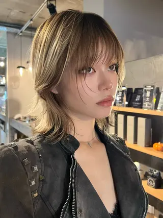 ミディアム カラー belle   表参道　terrace所属・抜きっぱなしブロンド /ハイトーン/カナタのヘアスタイル