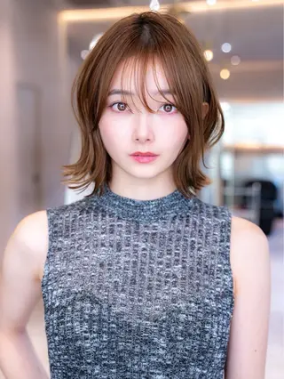 ミディアム カラー 渋谷/レイヤーボブ・ 韓国ボブ特化/楓のヘアスタイル