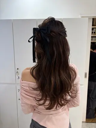 ロング カラー ヘアアレンジ ブリーチなしWカラー ヘアセット🎀はるかのヘアスタイル