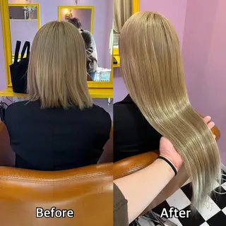 ロング シール＋ちび編み込み エクステ梅田🐨のヘアスタイル