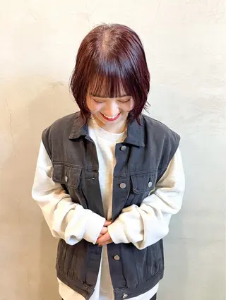 ミディアム カラー Musee plume所属・荻野七菜子 ボブのヘアスタイル